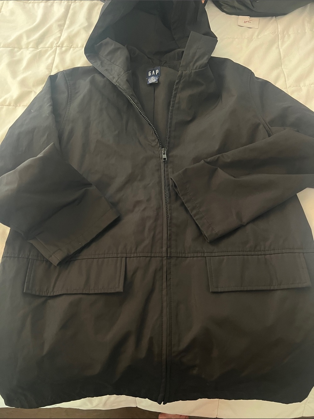 GAP Black Hooded Zip Jacket with Flap Pockets